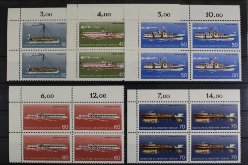 Berlin, MiNr. 483-487, 4er Blöcke, Ecken li. oben, postfrisch