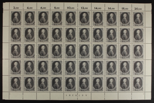 Berlin, MiNr. 454, 50er Bogen, FN 1 + 1, postfrisch