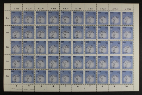 DDR, MiNr. 2067, 50er Bogen mit DV 4, postfrisch