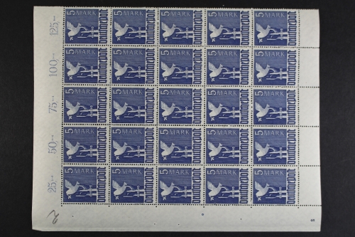 Gem. Ausgaben, MiNr. 962, 25er Bogenteil mit Plattennr. 2, postfrisch