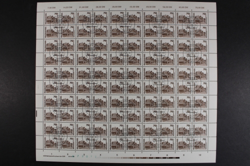 DDR, MiNr. 3348, 100er Bogen mit allen Plattenfehlern, gestempelt