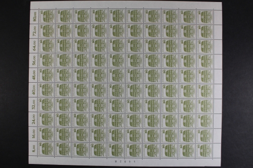 Berlin, MiNr. 674, 100er Bogen, zweimal PLF I, postfrisch