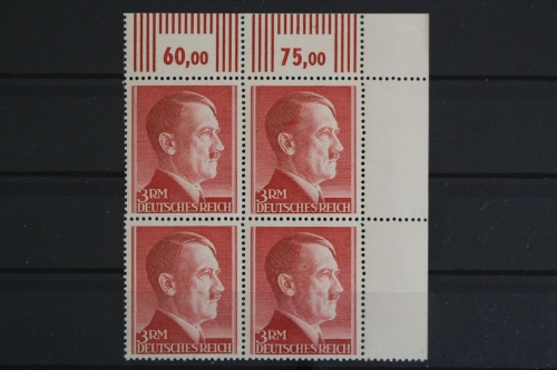 Deutsches Reich, MiNr. 801 B, 4er Block, Ecke re. oben, postfrisch