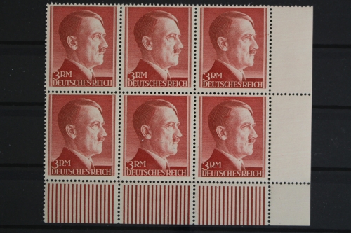Deutsches Reich, MiNr. 801 B, 6er Block, Ecke re. unten, postfrisch