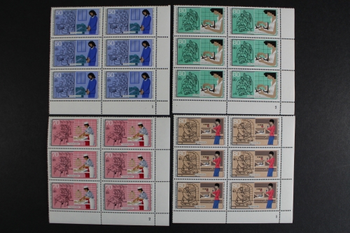 Deutschland (BRD), MiNr. 1315-1318, 6er Block, FN 1 bzw. 2, postfrisch