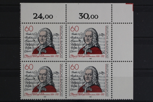 Deutschland (BRD), MiNr. 1085, 4er Block, Ecke re. oben, postfrisch