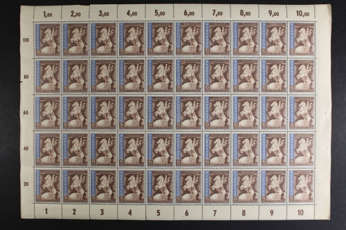 Deutsches Reich, MiNr. 821, 50er Bogen, PLF f 44, postfrisch