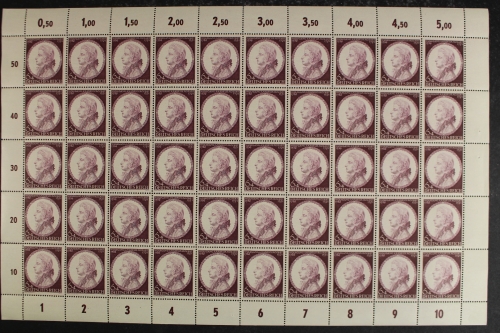 Deutsches Reich, MiNr. 810, 50er Bogen, PLF II + III, postfrisch