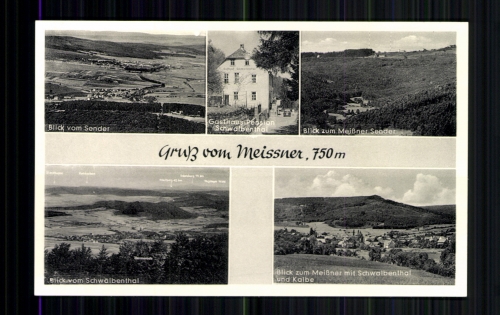 Abterode, Gem. Meißner, Blick vom und zum Sender, Gasthaus Schwalbenthal