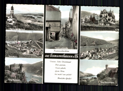 Assmanshausen OT von Rüdesheim, 7 Ansichten, Sesselbahn, Burg Rheinstein