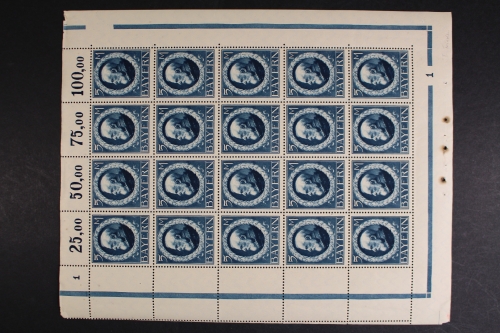 Bayern, MiNr. 107 I a, 20er Bogen, postfrisch, BPP Fotoattest