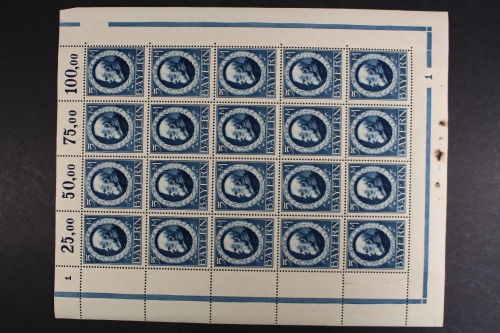 Bayern, MiNr. 107 I a, 20er Bogen, postfrisch, BPP Fotoattest
