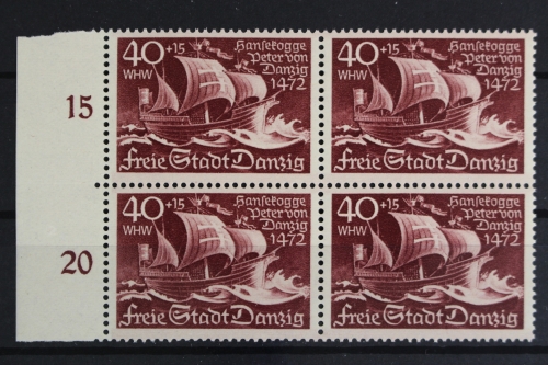 Danzig, MiNr. 288, 4er Block, li. Rand, postfrisch