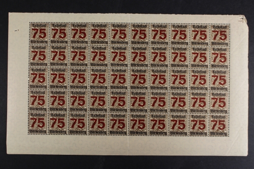 Württemberg, MiNr. 271 X, 50er Bogenteil, untere Hälfte, postfrisch
