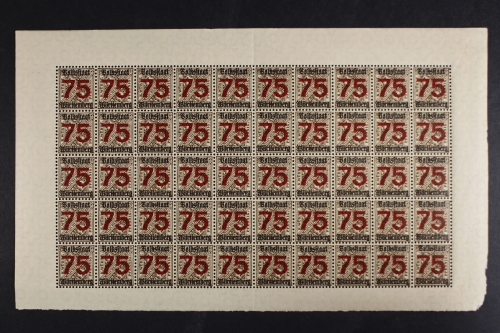 Württemberg, MiNr. 271 X, 50er Bogenteil, obere Hälfte, postfrisch