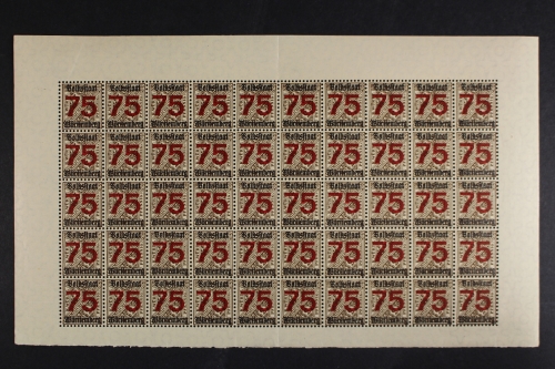 Württemberg, MiNr. 271 X, 50er Bogenteil, obere Hälfte, postfrisch