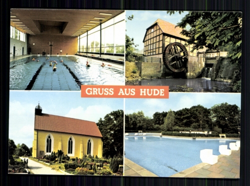 Hude, Schwimmbad, Wassermühle, Kirche