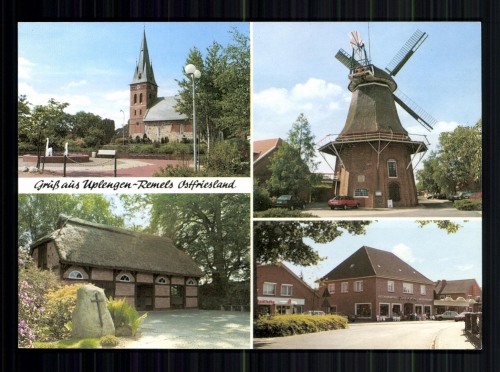 Uplengen-Remels/Ostfr., Kirche, Mühle, Geschäftshaus Meeuw