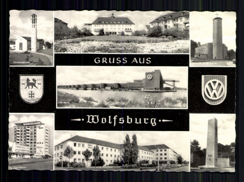 Wolfsburg, 7 Bilder Karte, Wappen