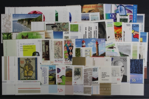 Deutschland, MiNr. 2900-2971, Jahrgang 2012, Ecke links unten, postfrisch