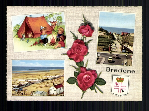 Bredene, 3 Bilder Karte, Rosen, Wappen