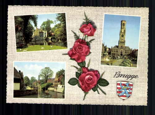 Brugge, 3 Ortsansichten, Rosen, Wappen