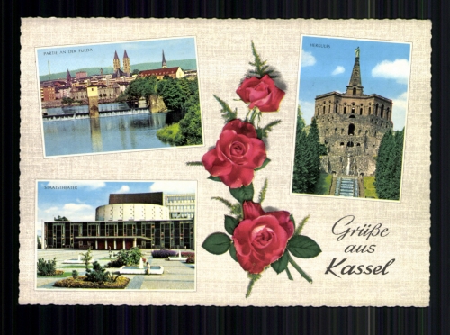 Kassel, Partie an der Fulda, Herkules, Staatstheater, Rosen