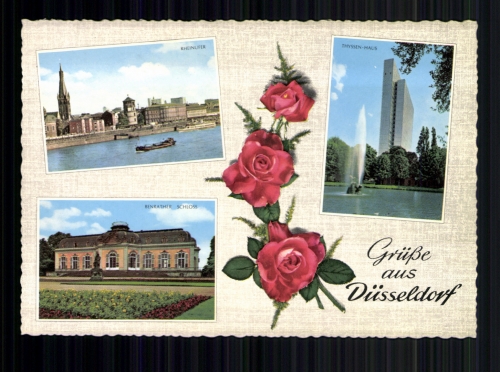 Düsseldorf, Rheinufer, Thyssen Haus, Benrather Schloss, Rosen