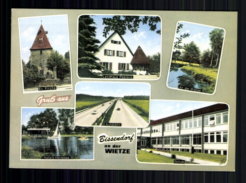 Bissendorf, a. d. Wietze, 6 Bilder u. a. Kirche, Natels-Heidesee, Schule