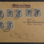 Gem.-Ausgaben, MiNr. 947, 7 x auf Brief m. Not-R-Stempel Steinwiesen