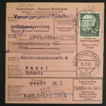 Deutschland (BRD). MiNr. 189 auf Auslandspostanweisung in die Schweiz