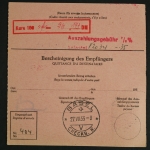 Deutschland (BRD). MiNr. 189 auf Auslandspostanweisung in die Schweiz