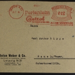 Leipzig, Anton Weber, Perlenleim Castrol, Freistempler, 1936