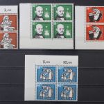 Deutschland, MiNr. 243-246, Viererblöcke, Ränder gefaltet, postfrisch