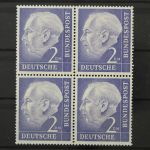 Deutschland (BRD), MiNr. 195 x X w, Viererblock, postfrisch
