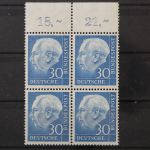 Deutschland (BRD), MiNr. 187 Viererblock, Oberrand gefaltet, postfrisch