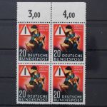 Deutschland (BRD), MiNr. 162 Viererblock, Oberrand gefaltet, postfrisch