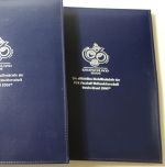 Deutsche Post, 4 blaue Ringbinder mit Kassetten, verschied. Aufdrucke