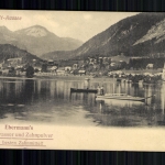 Alt-Ausee, Österreich, Blick über den See, Werbung für Mundwasser