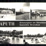 Caputh am Schwielowsee, Gaststätte Strandbad, Strandleben, Schiff