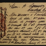 Suchard Chocolat, Werbezudruck auf Karte, gelaufen 1909
