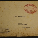 Bremen, Schadensmeldung vom Angriffsdatum 24.2.45, Gebühr bezahlt 7.7.45
