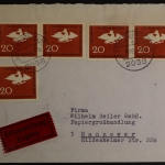 Deutschland, MiNr. 452, 5 x auf Eilboten-Brief ab Lauenburg nach Hannover