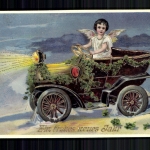 Neujahrsgruß, Engel fährt Auto