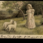 Mädchen und zwei Lämmer