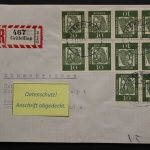 Deutschland, MiNr. 350y und Berlin MiNr. 202, 10 Marken aus ZD-Bogen, Brief