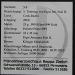 Cook Inseln, 5 Dollar 5. Todestag Johannes Paul, 2010, Polierte Platte / Proof