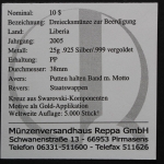 Liberia, 10 Dollar Beerdigung von Papst Joh. Paul II, 2005, Polierte Platte / Proof