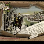 Reiter mit Trompete, Winterlandschaft am Fluß, Behüt Dich Gott!