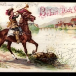 Reiter mit Trompete am Fluß, Behüt Dich Gott!
